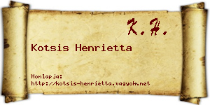 Kotsis Henrietta névjegykártya